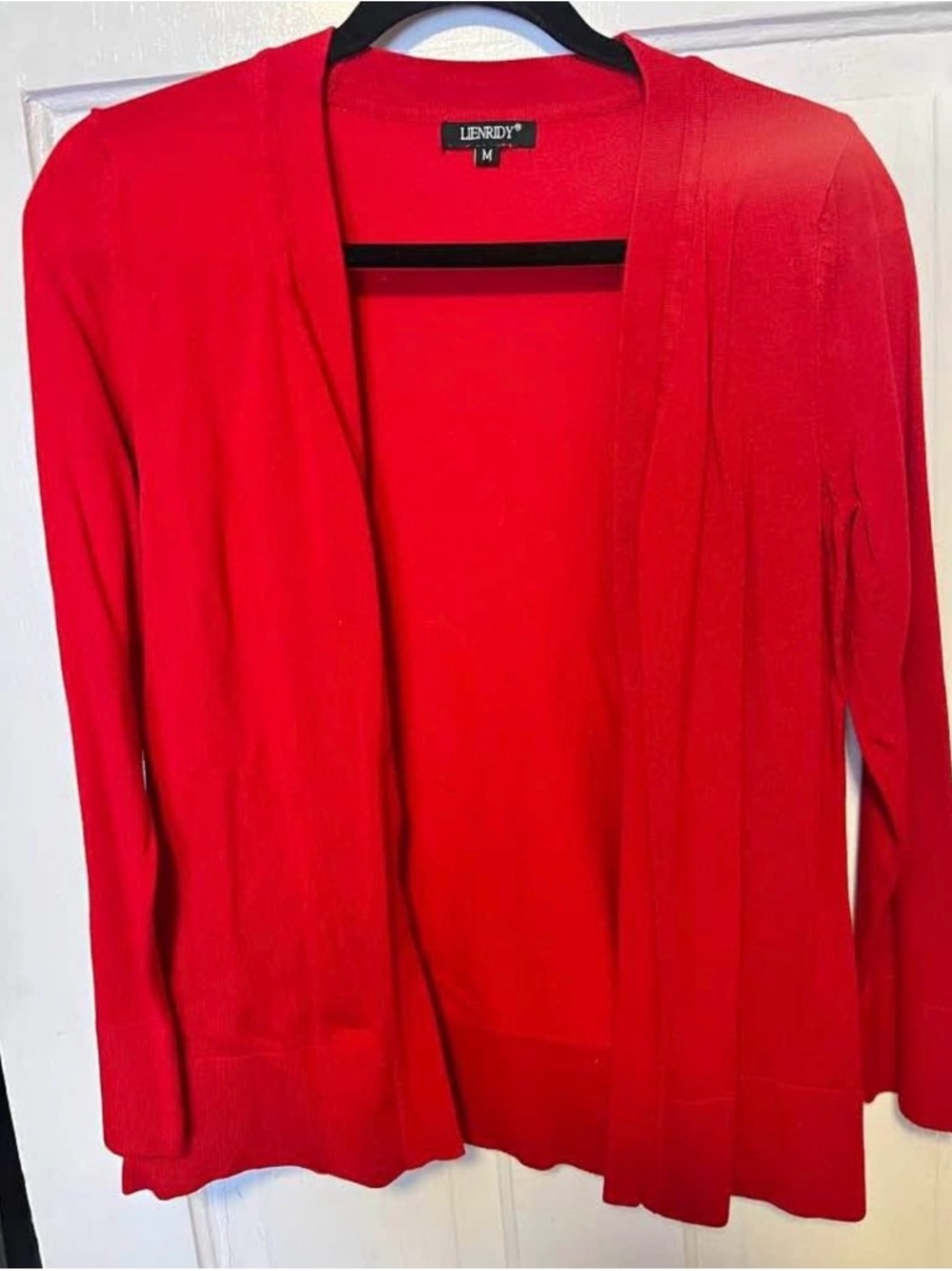 Lenrdy Red Open-Front Women's Cardigan Sweater